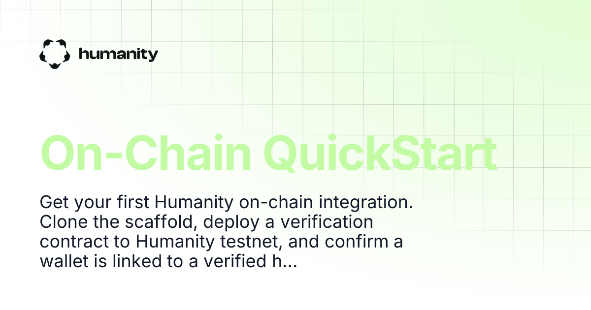 On-Chain QuickStart | Humanity Docs